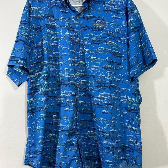 G.H. Bass & Co. Other - G H Bass  Men's XL Blue Fish Print Short Sleeve Fishing‎ Shirt